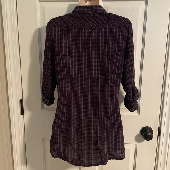 Women’s Purple and Black Plaid Button Down - Picture 3 of 3